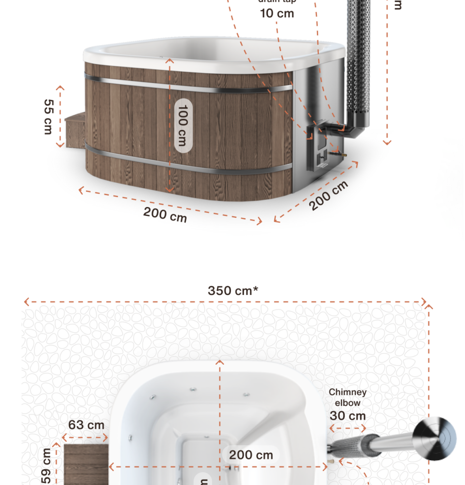 Kirami original tiny cult wood fired hot tub